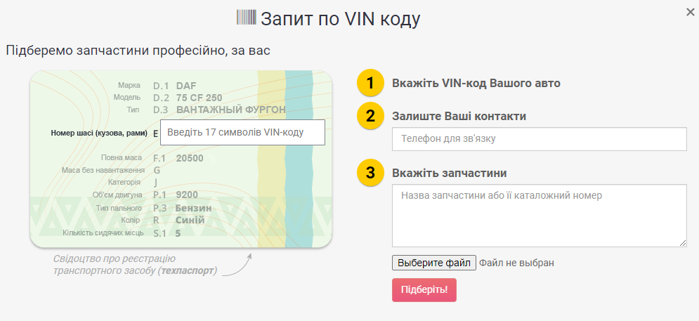 Покупка запчастин за VIN-кодом