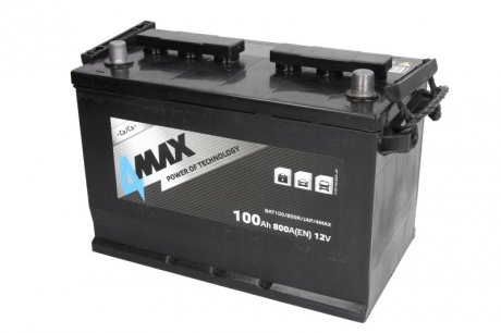 Аккумулятор 12V 100Ah/800A (стандартный полюс P+) 305x175x227 B01 - ножка высотой 10,5 мм (стартовая) 4MAX BAT100/800R/JAP/4MAX (фото 1)