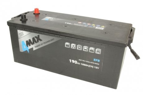 Аккумулятор 12V 190Ah/1050A EFB задний мост (L+ Standard) 513x223x223 B00 - без опоры (стартер) 4MAX BAT1901050LEFB4MAX (фото 1)