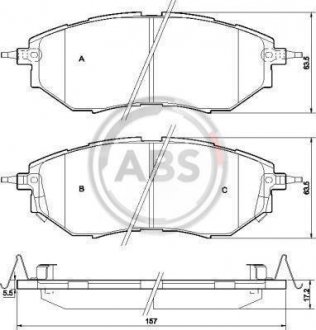 Тормозные колодки перед. Subaru Legacy IV/Outback 03- (akebono) A.B.S A.B.S. 37502