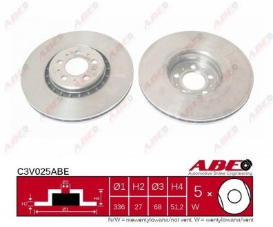 Гальмівний диск передній лівий/правий VOLVO XC90 I 2.4D-4.4 10.02-12.14 ABE C3V025ABE