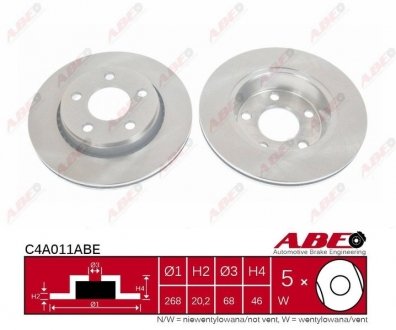 Тормозной диск задн лев/прав AUDI 100 C3, 200 C3, A8 1.8-4.2 09.83-09.02 ABE C4A011ABE