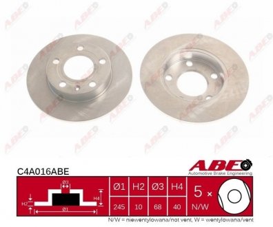 Тормозной диск задний левая/правая AUDI 80 B4, A4 B6, A4 B7, A4 B8; SEAT EXEO, EXEO ST 1.6-3.0D 09.91-05.13 ABE C4A016ABE