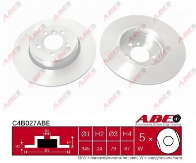 Тормозной диск задний левая/правая BMW 5 (E60), 5 (E61), 6 (E63), 6 (E64), 7 (E65, E66, E67) 2.5-6.0 07.01-12.10 ABE C4B027ABE (фото 1)