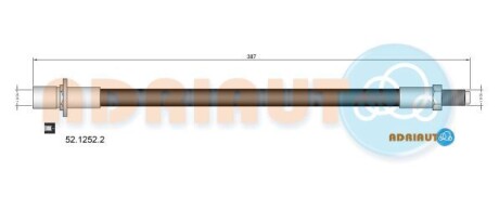 Фото автозапчасти toyota гальмівний шланг задній l=387mm hilux vii пікап 2.5/3.0 05- ADRIAUTO 52.1252.2 (фото 1)