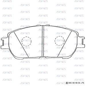 Фото автозапчастини колодки передні дискові Solara ACV30, MCV31 03-05, Avalon GSX30 05-07, Camry ACV30, MCV3 01-06, Lexus ES300 MCV3 01-06 пер подовжена Американець ADVICS A1N106