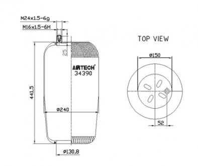 Фото автозапчастини пневмоподушка 4390np01 mb act.1-3 b.pod/t/at Airtech 0802020473