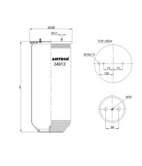 Фото автозапчастини пневмоподушка pn.4913np04 sc.4,r b.pod/t/at Airtech 0802020565