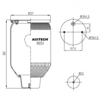 Фото автозапчастини пневмоподушка 1t15aa3 sc.4,r b.pod/at o? wlecz. Airtech 0802020748