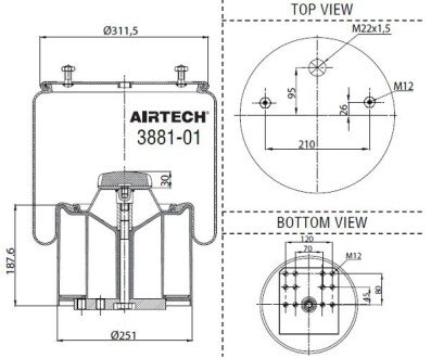 Фото автозапчастини resor pn.881MB BPW36 kpl.podst.plast.AC Airtech 0802021413