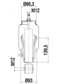 Пневматическая рессора кабины с амортизатором Airtech 17000012