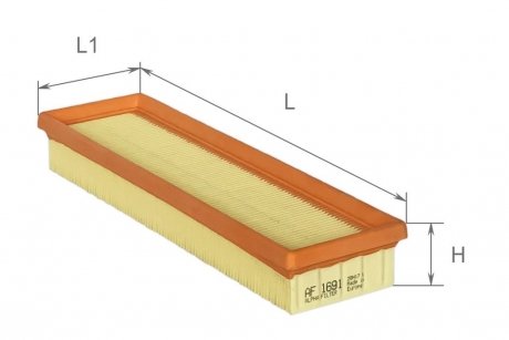 Фото автозапчасти фильтр воздушный Renault Clio 1,2L 91-98, Express 1,2L 86-, Rapid 1,2L 85-, Twingo 1,2L 93-07 Альфа ALFA AF1691