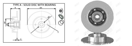 Фото автозапчасти диск гальмiвний RENAULT SCENIC III VAN (JZ0/1_) [04/09-]1.9 DCI (JZ0J, JZ1J, JZ1K, JZ1S) (432002188R) APPLUS 61874BAP