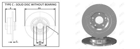 Фото автозапчастини гальмівний диск зад. MITSUBISHI ASX 1.8DI-D 2010-,PEUGEOT 4008 2012-,CITROEN C4 APPLUS 61990AP