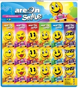 Фото автозапчасти освіжувач повітря сухий листок Smile Dry MIX на планшеті Areon SMILE MIX