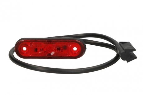 Левый/правый габаритный фонарь; POSIPOINT II, красный, светодиод, высота 24 мм; ширина 80 мм; глубина 20 мм, утопленный, длина кабеля 500, 12/24 В (с плоским зажимом для кабеля, POSIPOINT II) ASPOCK A31-7204-007 (фото 1)