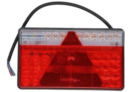 Фото автозапчастини задній ліхтар права MULTI LED (LED, 24В, індикатор включення, світло протитуманних фар, світло заднього ходу, із стоп-сигналом, паркувальні вогні, аварійний трикутник, пласка; з проводом 0,5м) ASPOCK A35-0202-007 (фото 1)