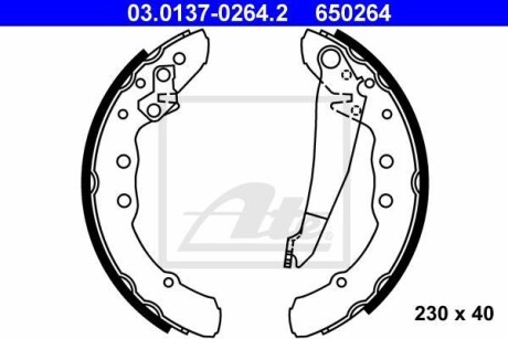 Фото автозапчасти комплект тормозных колодок задних AUDI 100 C2, 100 C3, 100 C4, 80 B4; SEAT INCA; Volkswagen CADDY I, CADDY II, CADDY II/MINIVAN, GOLF II, GOLF III, JETTA II, PASSAT B3/B4 1.4-2.4D 03.77-01.04 ATE 03.0137-0264.2