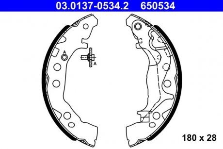 Комплект тормозных колодок SUBARU JUSTY IV; SUZUKI CELERIO 1.0 01.07- ATE 03.0137-0534.2 (фото 1)