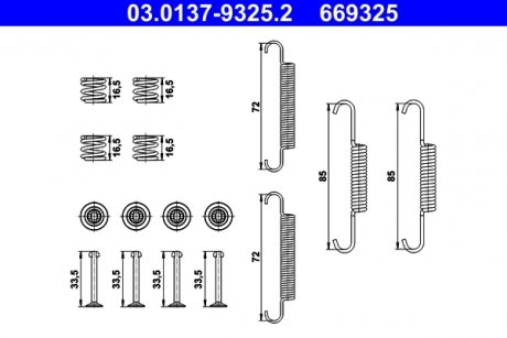 Комплект крепления тормозных колодок HYUNDAI IX35; KIA SPORTAGE III 1.6-Electric 08.09- ATE 03.0137-9325.2 (фото 1)