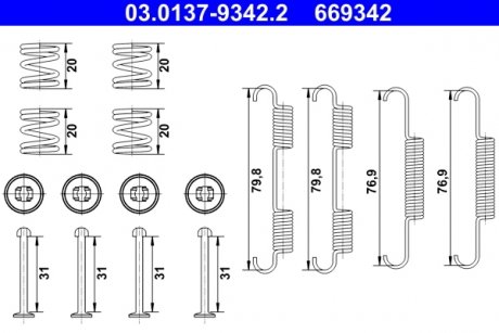 Комплект крепления тормозных колодок MERCEDES X (470); NISSAN NP300 NAVARA, PATHFINDER III 2.3D-4.0 10.04- ATE 03.0137-9342.2 (фото 1)