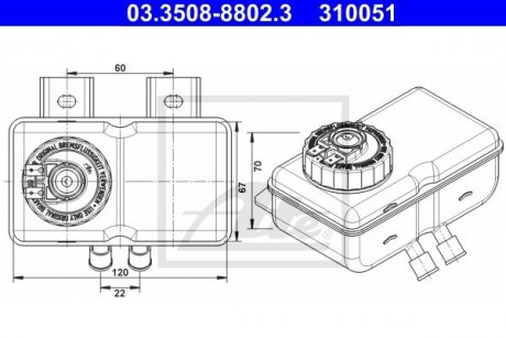 Фото автозапчасти компенсационный бак, тормозная жидкость ATE 03350888023