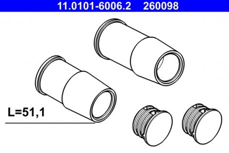 Ремкомплект переднього гальмівного супорта лівий/правий VOLVO XC90 I; BMW 3 (E90), 3 (E91), 3 (E92), 3 (E93), 5 (E60), 5 (E61), 6 (E63), 6 (E64), 7 (E65, E66, E67), X1 (E84) 2.0-6.0 07.01-08.16 ATE 11.0101-6006.2 (фото 1)