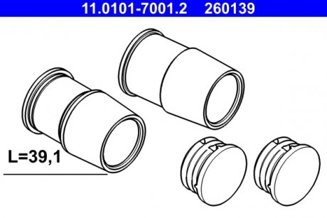 Ремкомплект переднего левого/правого тормозного суппорта MERCEDES E (A207), E (C207); AUDI A6 ALLROAD C7, A6 C7, A7, A8 D4, Q5; Volkswagen CALIFORNIA T5 CAMPER, MULTIVAN V 1.8-6.3 04.03-09.18 ATE 11.0101-7001.2 (фото 1)