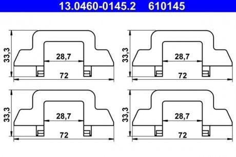 Комплект крепления передних тормозных колодок CITROEN C2, C2 ENTERPRISE, C3 I, C3 PLURIEL 1.4-1.6D 02.02- ATE 13.0460-0145.2