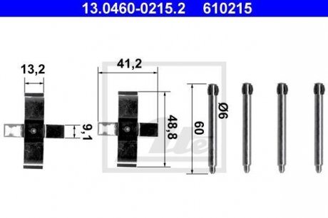 Комплект крепления задних тормозных колодок MERCEDES 124 (A124), 124 (C124), 124 T-MODEL (S124), 124 (W124), 190 (W201), CLK (C208), E (W210), SL (R129) 2.0-6.0 04.85-06.02 ATE 13046002152 (фото 1)