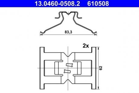 Монтажный набор тормозных колодок задний PORSCHE CAYENNE; VW TOUAREG 3.0D-4.8 01.10- ATE 13.0460-0508.2 (фото 1)