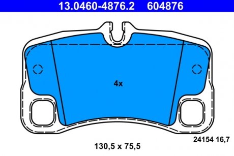 Комплект тормозных колодок задних PORSCHE 911 3.6/3.8/4.0 03.06-12.12 ATE 13.0460-4876.2