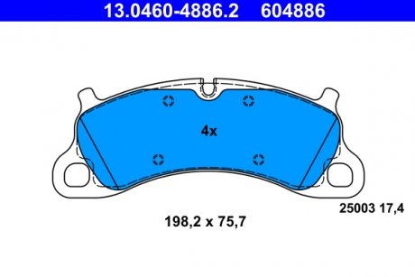 Комплект тормозных колодок передний PORSCHE 911, 911 TARGA 3.0/3.4/3.8 12.11-12.19 ATE 13.0460-4886.2 (фото 1)