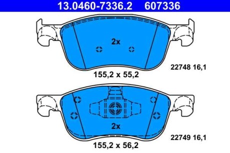 Фото автозапчасти комплект тормозных колодок передний FORD FIESTA VII 1.0-1.5D 05.17- ATE 13.0460-7336.2