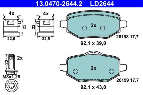 Фото автозапчасти колодки гальмівні (задні) Citroen C4 20-/Peugeot 2008/208/Opel Corsa F 19-/Mokka 20- ATE 13047026442