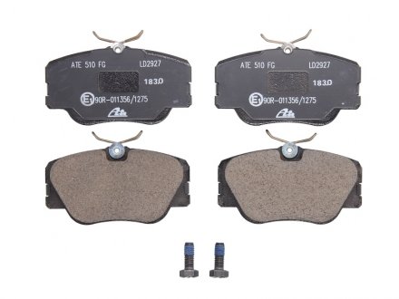 Комплект тормозных колодок керамический передний (с направляющими винтами тормозного суппорта) MERCEDES 124 (C124), 124 T-MODEL (S124), 124 (W124), 190 (W201), E (A124) 2.0-3.0D 04.84-03.98 ATE 13.0470-2927.2 (фото 1)