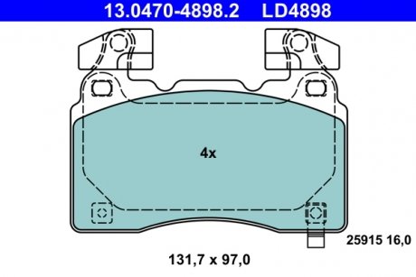 Комплект тормозных колодок передний OPEL INSIGNIA B, INSIGNIA B COUNTRY, INSIGNIA B GRAND SPORT 1.5-2.0D 03.17- ATE 13.0470-4898.2
