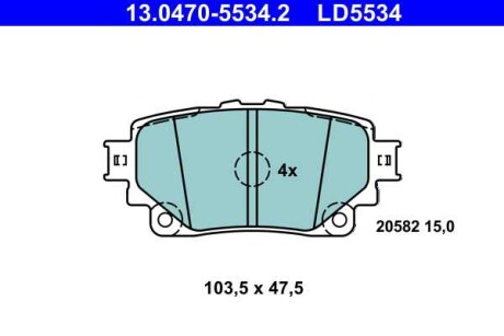 Фото автозапчастини колодки гальмівні (задні) Toyota Rav4 18-/Highlander 19- (з датчиком) ATE 13047055342