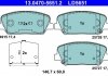 Комплект тормозных колодок керамический фасад HYUNDAI GENESIS, I30; KIA CEE'D, PRO CEE'D 1.4-2.0 11.11- ATE 13.0470-5651.2 (фото 2)