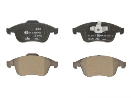 Комплект тормозных колодок керамический фасад RENAULT CLIO IV, GRAND SCENIC III, LAGUNA, LAGUNA III, LATITUDE, MEGANE, MEGANE III, SCENIC III 1.2-2.0D 10.07- ATE 13.0470-7249.2 (фото 1)