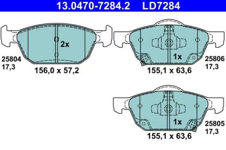 Фото автозапчасти klocki ham. honda p. civic 1,0-1,8 i-vtec/1,6-2,2 i-dtec 12- ceramic ATE 13047072842