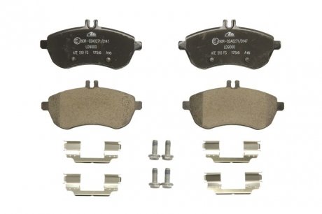 Комплект гальмівних колодок керамічний передок (з аксесуарами; з напрямними гвинтами гальмівного супорта) MERCEDES C T-MODEL (S204), C (W204), E T-MODEL (S212), E (W212) 1.6-3.0 01.07-12.16 ATE 13.0470-9000.2 (фото 1)