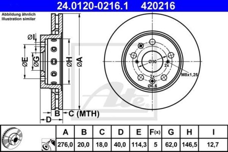 Фото автозапчастини гальмівний диск ATE 24.0120-0216.1