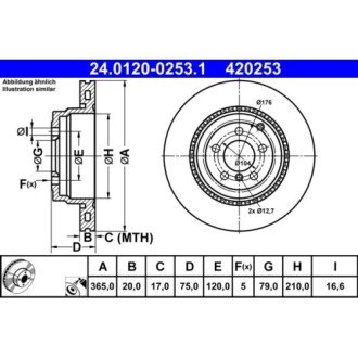 Фото автозапчасти тормозной диск задний левая/правая LAND ROVER RANGE ROVER III 4.4D/5.0 09.09-08.12 ATE 24.0120-0253.1