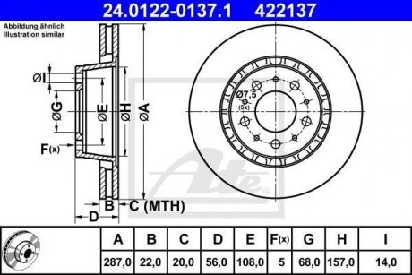 Гальмівний диск ATE 24.0122-0137.1 (фото 1)