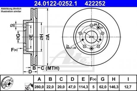 Тормозной диск передний левый/правый FIAT SEDICI; SUZUKI SX4 1.5-2.0D 06.06- ATE 24.0122-0252.1