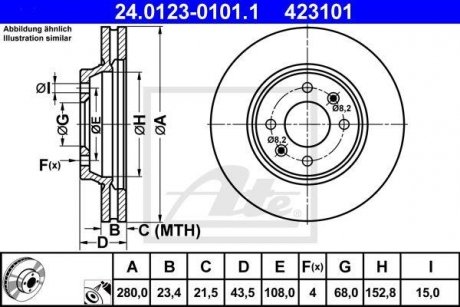Тормозной диск передний левый/правый SAAB 900 I, 9000 2.0/2.1 09.79-12.98 ATE 24.0123-0101.1 (фото 1)