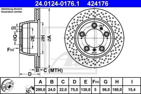 Тормозной диск задний левый/правый (сплав/высокоуглеродистый) PORSCHE 911, 911 TARGA, BOXSTER SPYDER 3.4/3.6/3.8 08.97- ATE 24012401761