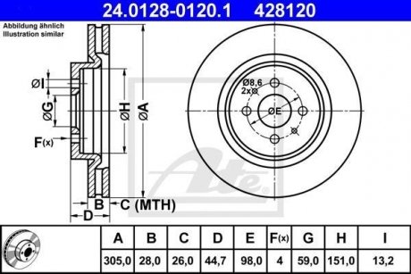 Гальмівний диск ATE 24.0128-0120.1 (фото 1)