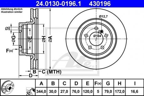 Тормозной диск передний левый/правый LAND ROVER RANGE ROVER III 3.0D/4.4 03.02-08.12 ATE 24.0130-0196.1